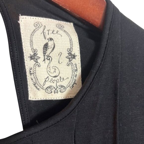 Vintage Free People Long Sleeve Keyhole Mini Dress Witchy Whimsigoth Black XS - Picture 6 of 12